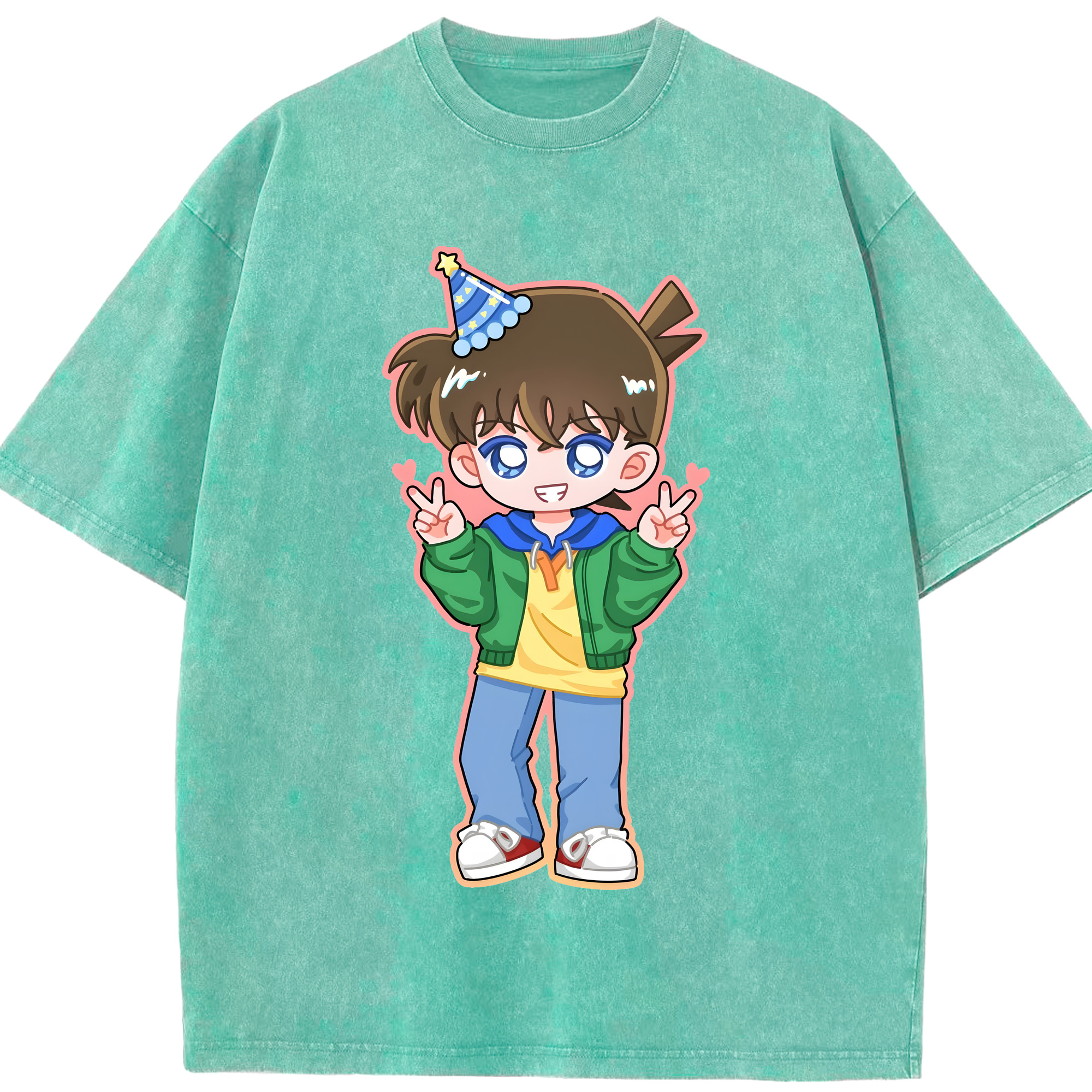 （画像用） 名探偵コナン 江戸川 コナン Detective Conan Conan Edogawa 綿100% ヴィンテージ風 半袖Tシャツ（フロントプリント）